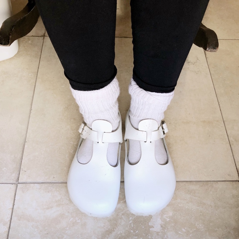 White Birkenstock Paris Clog - very hard to find